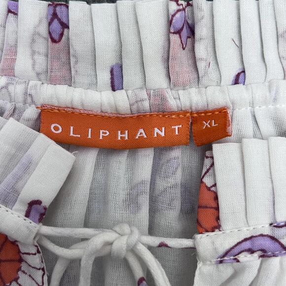 Oliphant Tuckernuck Boho Floral Peasant Mini Dress Balloon Sleeve White XL - Picture 5 of 9